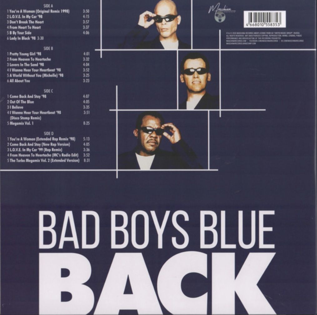 Bad Boys Blue - Back - 1998.  (2LP). 12. Vinyl. Пластинки. Europe. S/S. - фото фото фото 2