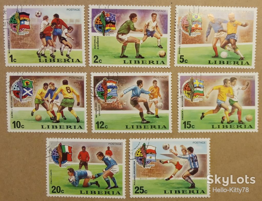 Либерия 1974 спорт футбол ФРГ Mi 921-928 + блок 72 два фото - фото фото фото 0