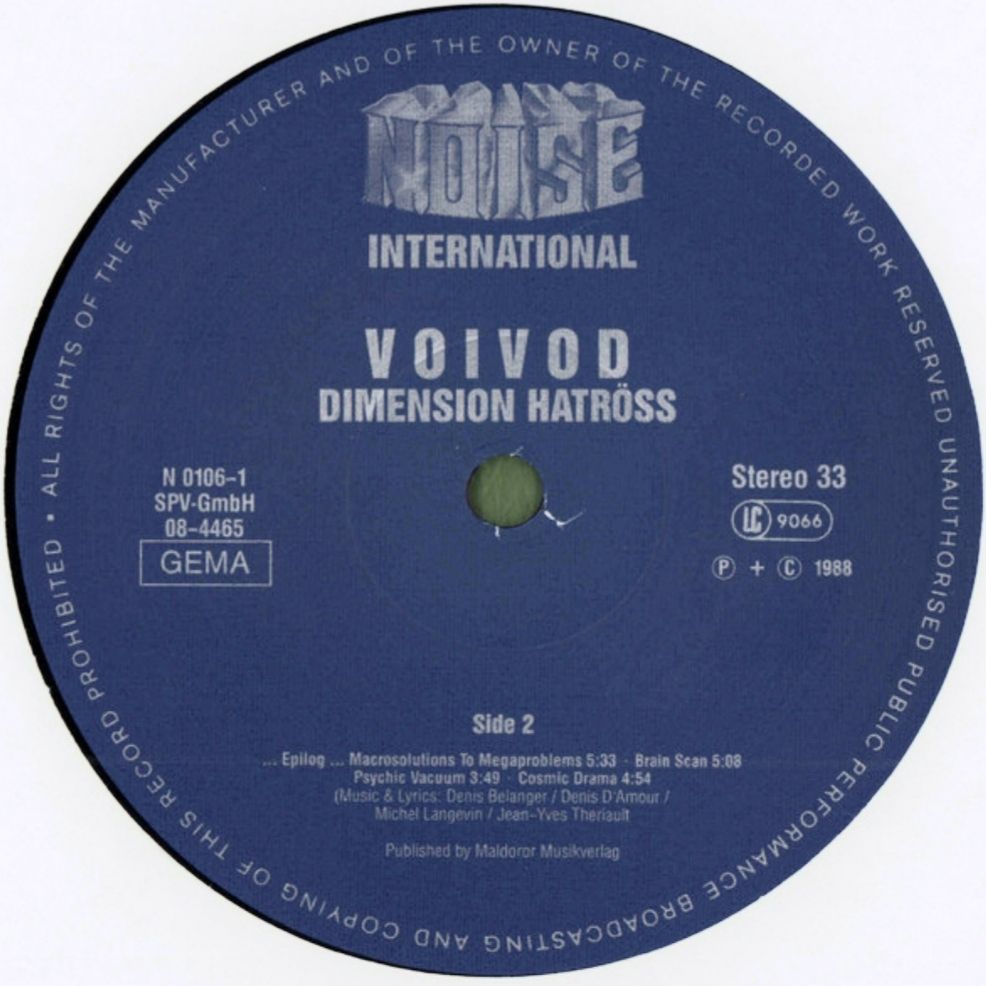Voivod - Dimension Hatross - 1988.   (LP). 12. Vinyl. Пластинка. Germany. - фото фото фото 6