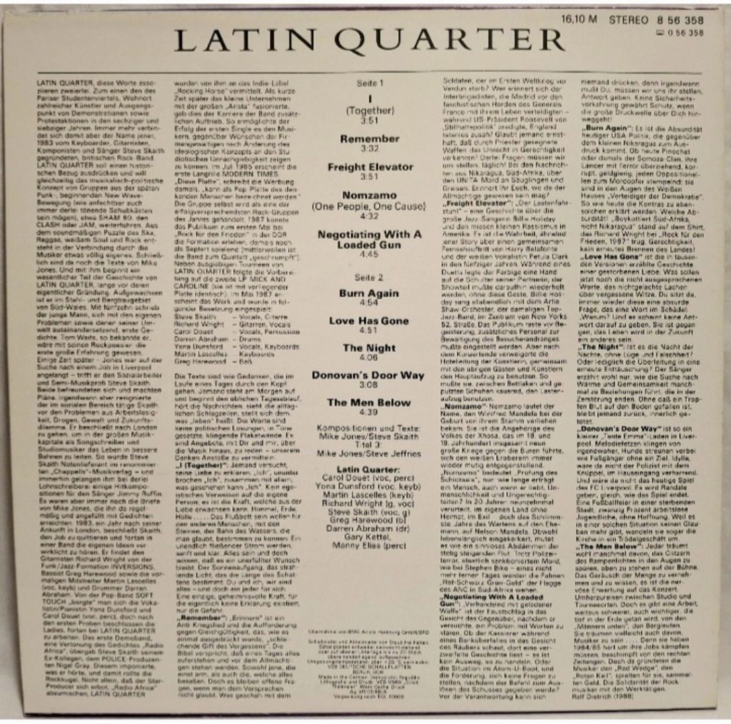 Latin Quarter - Mick And Caroline - 1987.  (LP). 12. Vinyl. Пластинка. Germany. - фото фото фото 1