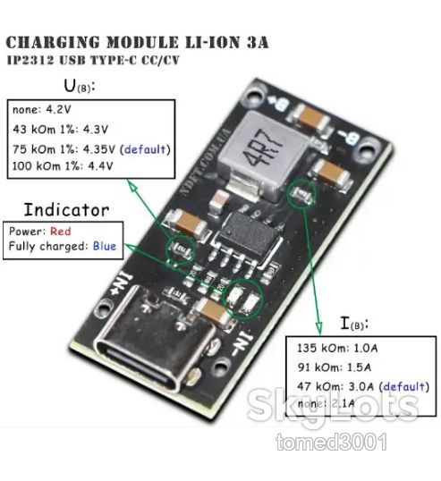 Плата быстрой зарядки аккумулятора 5v 3а ip2312 li-ion li-pol 18650 14500 26650 - фото фото фото 0