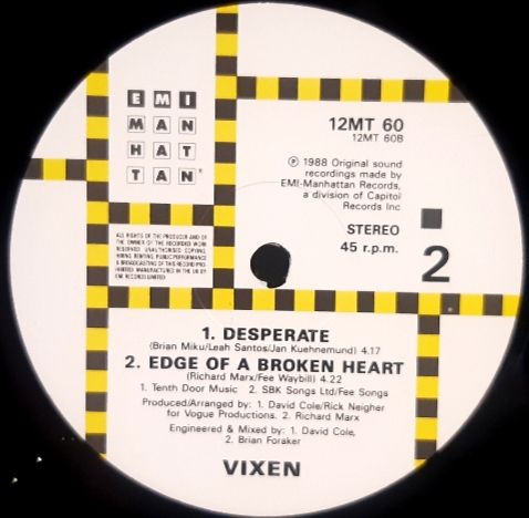 Vixen - Cryin - 1988.  (EP) 12. Vinyl. Пластинка + Poster. England. - фото фото фото 5