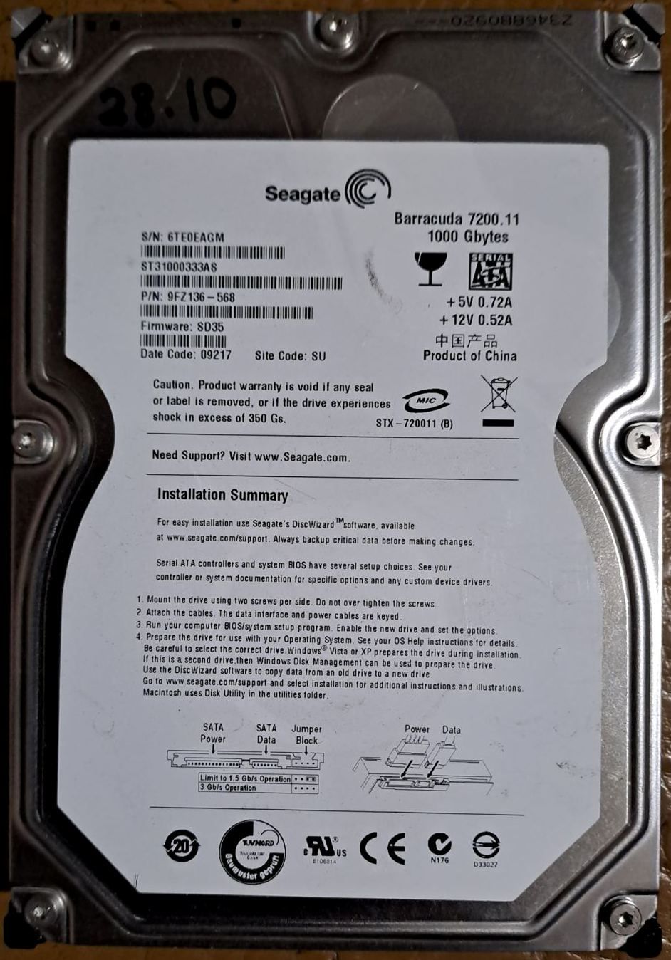 жорсткий диск  Seagate ST1000333AS  робочий - фото фото фото 0