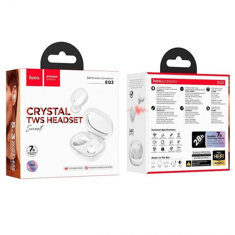 Навушники Hoco Smart true Wireless BT headset EQ3 BT5.3 Білі - фото фото фото 1
