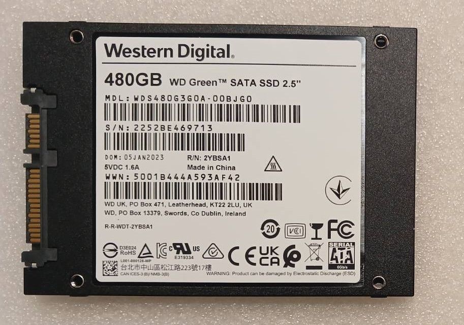 SSD SSD Western Digital WD Green 480GB SATA 2.5" — робочий, відмінний стан   (100%) - фото фото фото 1