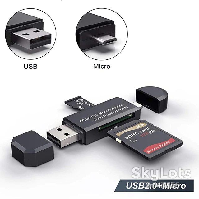 Картридер 4в1 OTG USB 2.0 + Micro USB для SD / Micro SD карт - фото фото фото 0