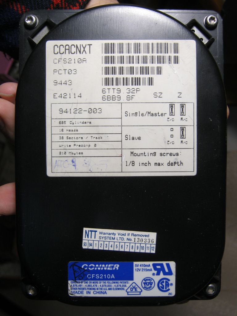 CFS210A Conner, Старовинний HDD 210MB 3,5" робочий - фото фото фото 0