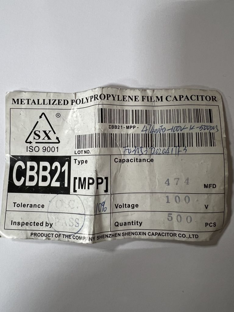 Конденсатор CBB21 0,47uF 100V      (280шт-1лот) - фото фото фото 1