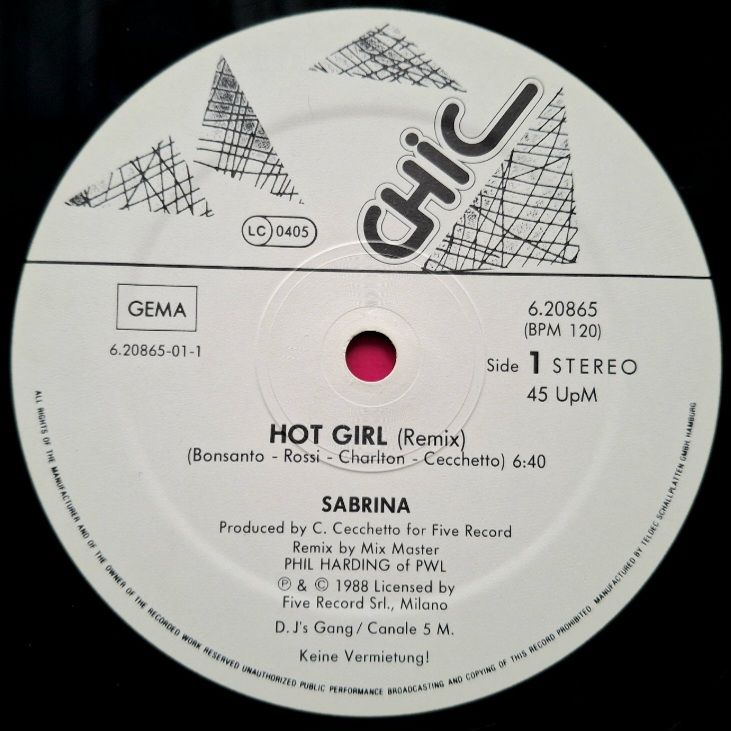 Sabrina - Hot Girl  (Remix) - 1988.  (EP). 12. Vinyl. Пластинка. Germany. - фото фото фото 2