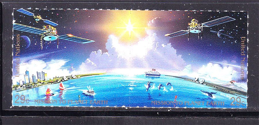Фауна . ООН 1992 Г MNH  сцепка - дельфины , кит - космос - флот - фото фото фото 0