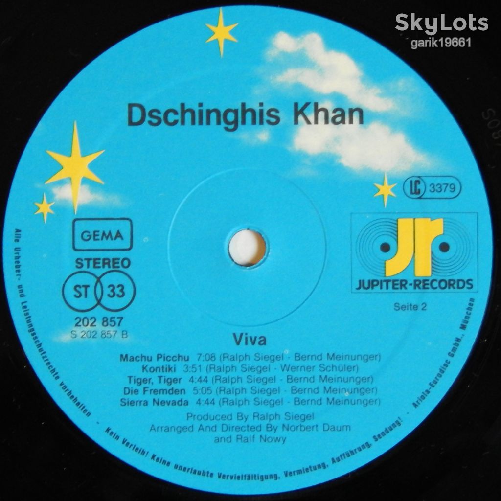 Dschinghis Khan – Viva  (Jupiter Records – 202 857, Germany) EX+/NM- - фото фото фото 3
