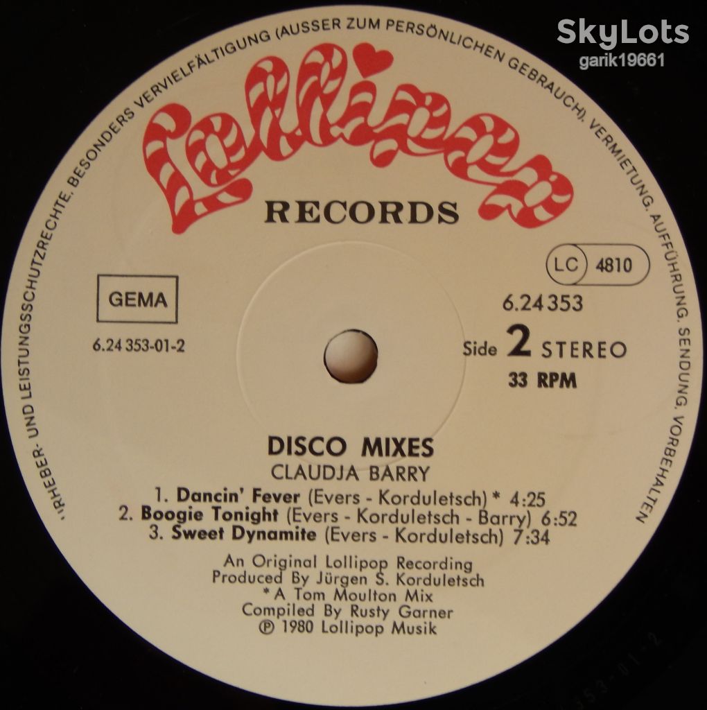 Claudja Barry – Disco Mixes  (Lollipop Records – 6.24353, Germany) NM-/NM- - фото фото фото 3