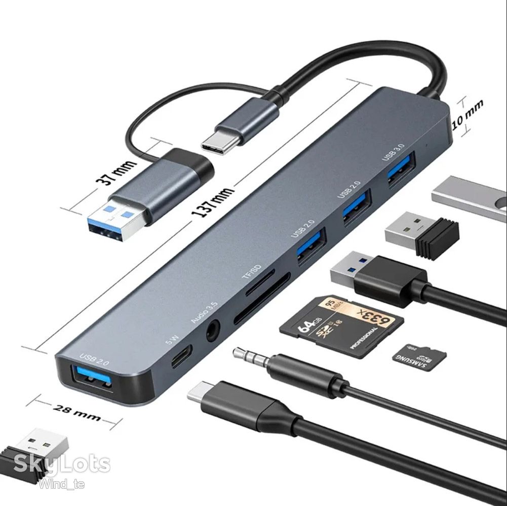 Металевий Type-C USB хаб док-станція 8в2  ( докстанция ) - фото фото фото 7