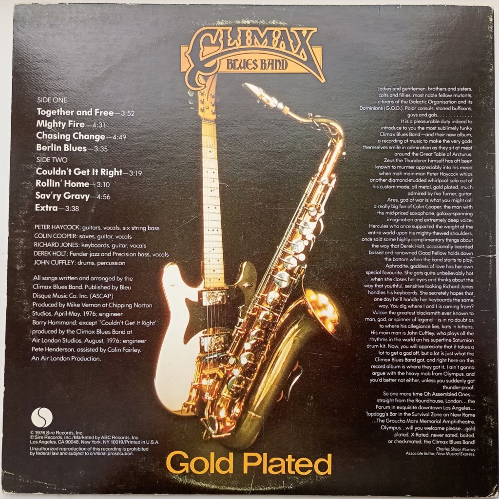 CLIMAX BLUES BAND Gold Plated LP  EX-/EX - фото фото фото 2