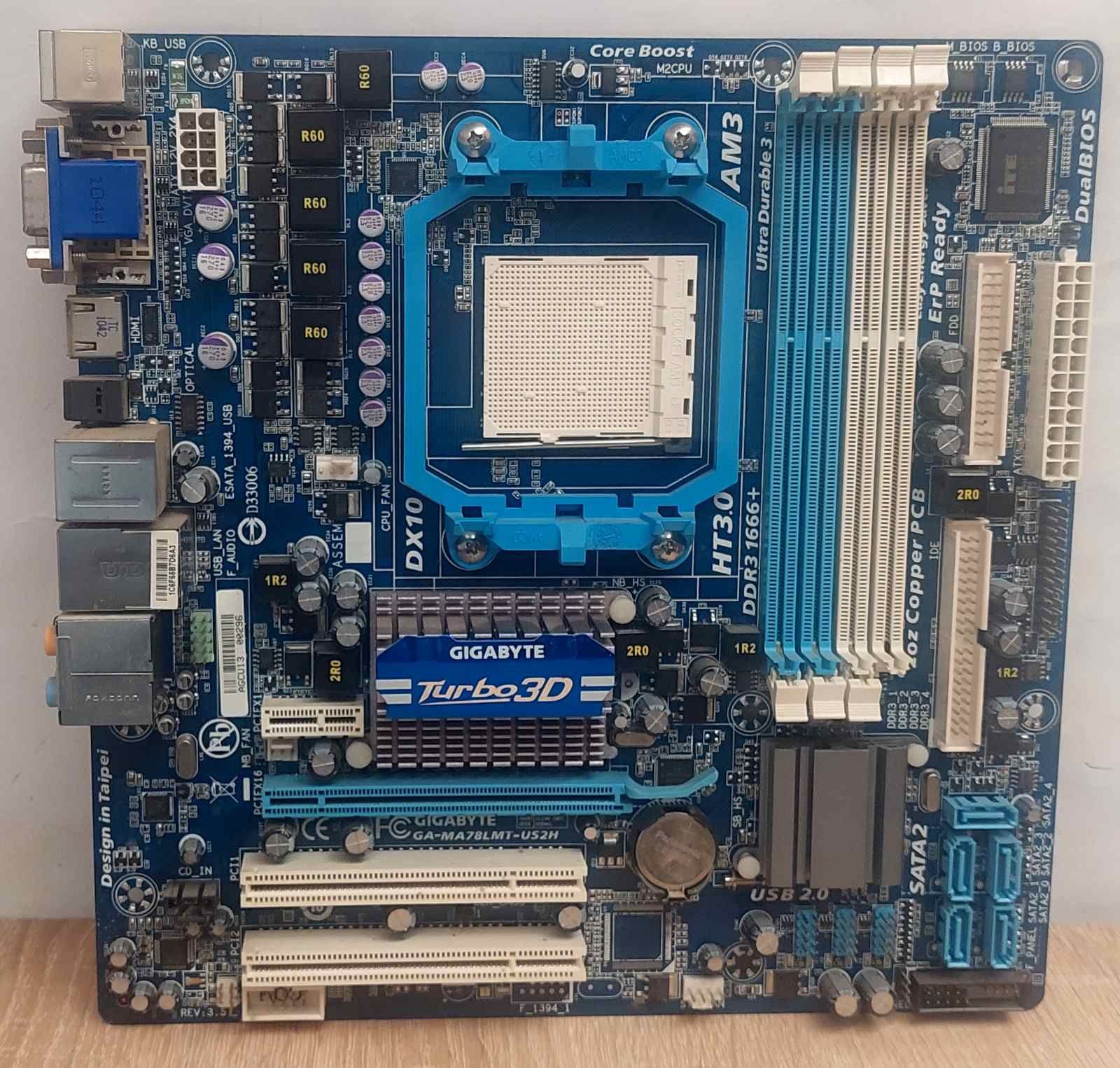 Материнська плата Gigabyte GA-MA78LMT-US2H  /Socket AM3/MicroATX/4 x DDR3/  б/в - фото фото фото 0
