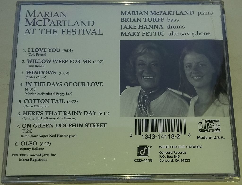 MARIAN McPARTLAND At The Festival  CD US - фото фото фото 2