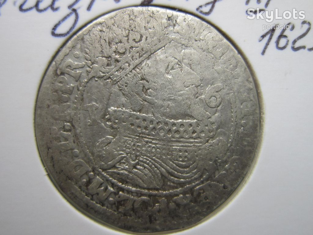 Монета орт 1/4 часть таллера Польша 1625 Гданьск Сигизмунд III серебро нечастый - фото фото фото 0