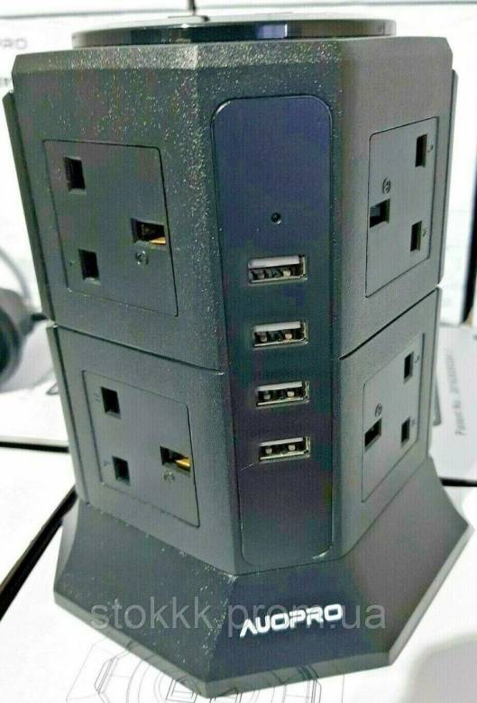 Вертикальный сетевой удлинитель AUOPRO с USB-разъемами - фото фото фото 0
