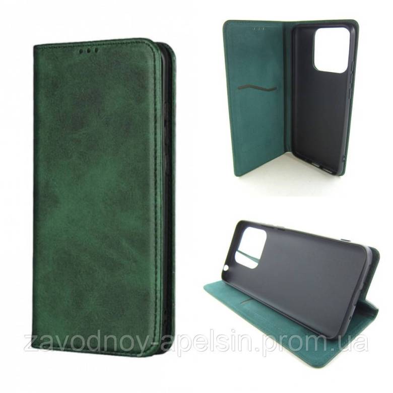 Чехол книжка Xiaomi Redmi 12C Poco C55 Кожаный (зеленый) - фото фото фото 0