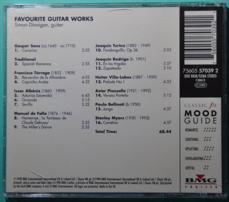 Simon Dinnigan "Favourite guitar works" Audio CD - фото фото фото 3