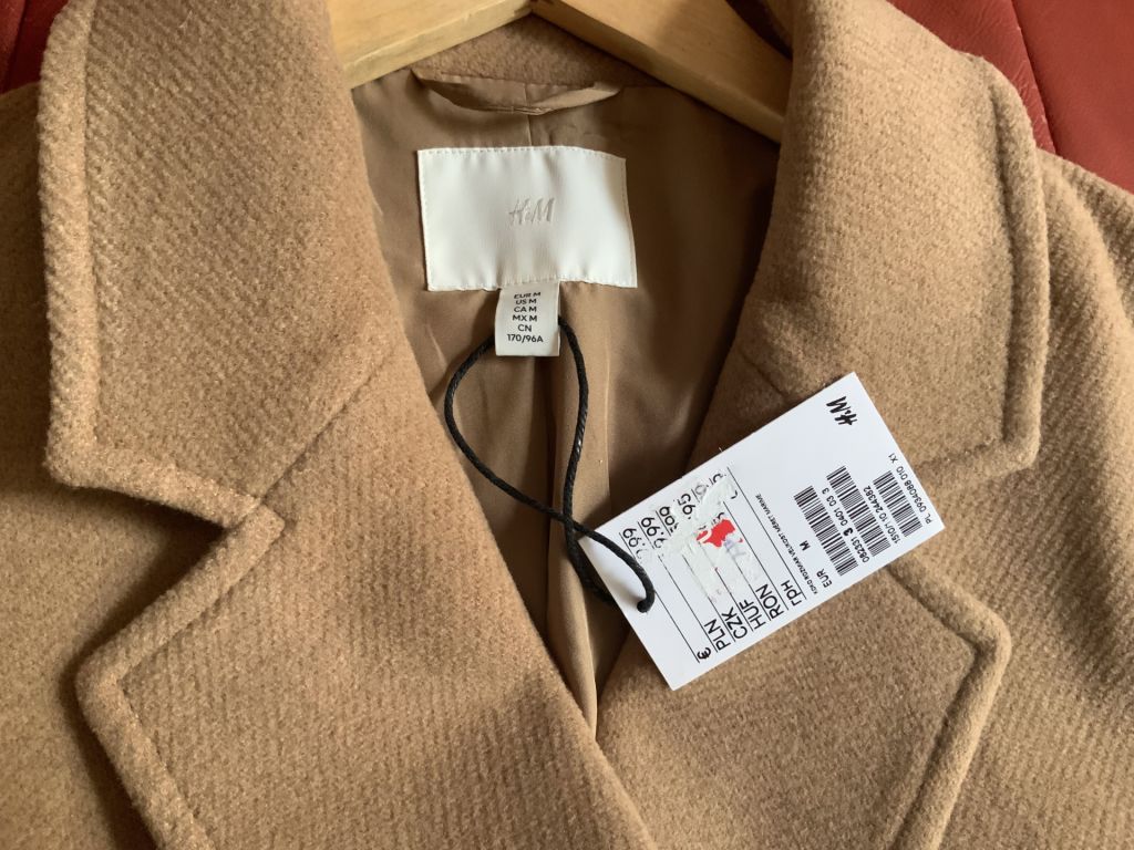 Пальто двубортное бежевое H&amp;M, р.М - фото фото фото 2