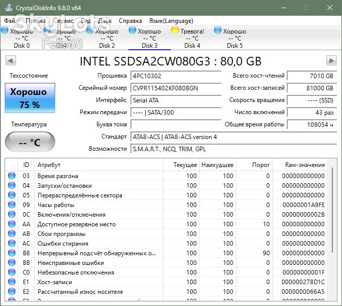 Накопитель SSD 2.5" 80GB - Intel SSDSA2CW080G3 - 70-83% - РАБОЧИЙ - фото фото фото 5