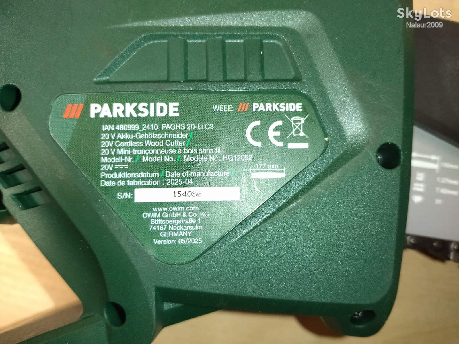 МИНИ ПИЛА ЦЕПНАЯ АККУМУЛЯТОРНАЯ PARKSIDE PAGHS 20-LI C3 из Германии. - фото фото фото 10
