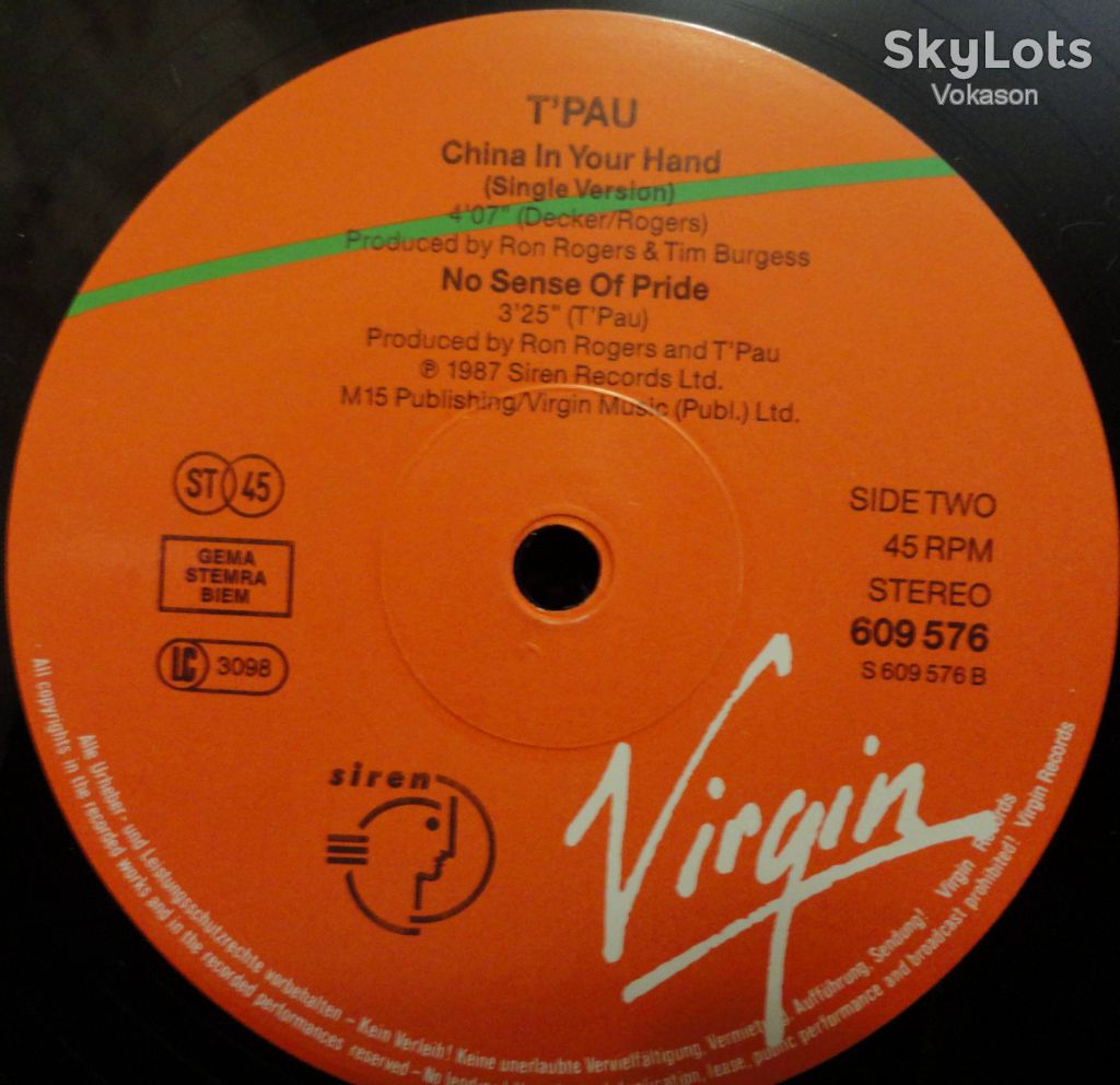 T'Pau - China In Your Hand  NM+/Mint- - фото фото фото 2