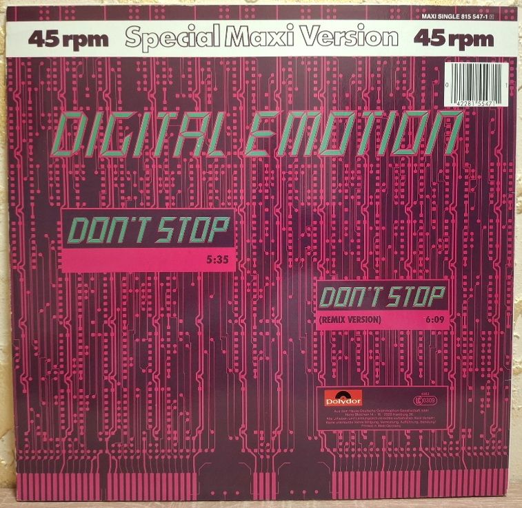 Digital Emotion - Don't Stop - 1983.  (EP). 12. Vinyl. Пластинка. Germany. - фото фото фото 1