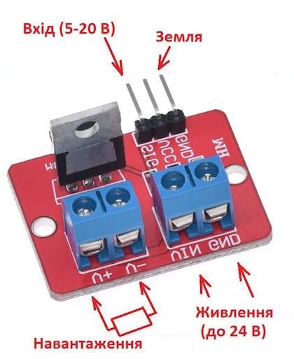 Модуль MOSFET IRF520 силовий ключ 0-24В транзистор Ардуїно Arduino - фото фото фото 3