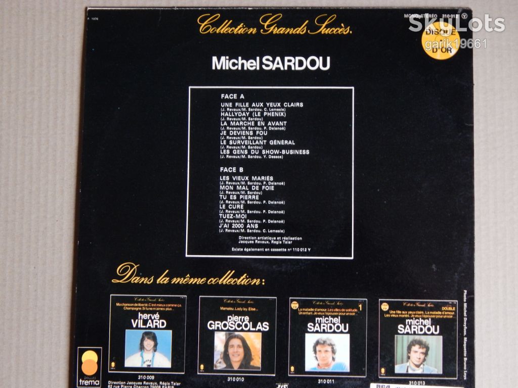 Michel Sardou – Volume 2  (Trema – 310 012, France) EX+/EX+ - фото фото фото 1