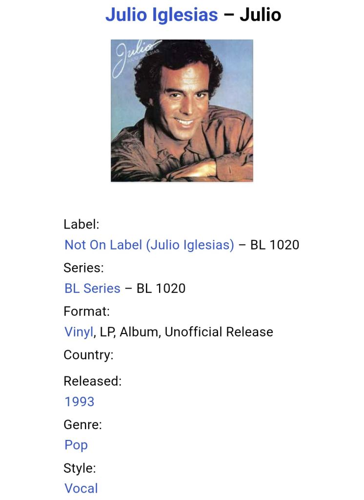Julio Iglesias - Julio - 1983.  (LP). 12. Vinyl. Пластинка. Rare. - фото фото фото 4