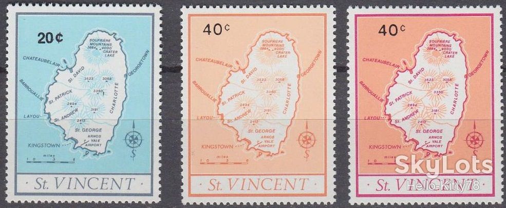 Сент-Винсент 1977 карта стандарт Mi 485-487 MNH - фото фото фото 0