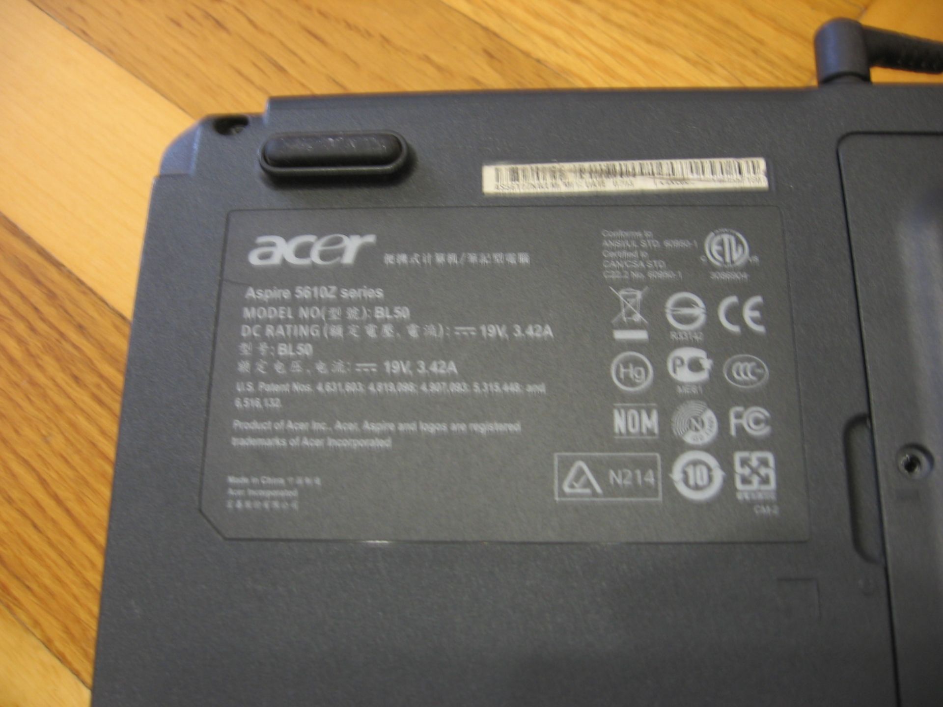 Ноутбук  Acer Aspire 5610Z       (15.4″/CoreDuo T2300/1Gb/60Gb), без АКБ і БЖ - фото фото фото 4