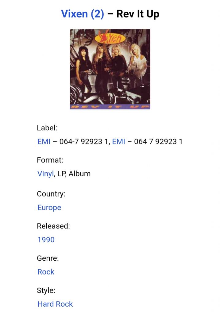 Vixen - Rev It Up - 1990.  (LP). 12. Vinyl. Пластинка. ЕЕС. - фото фото фото 6