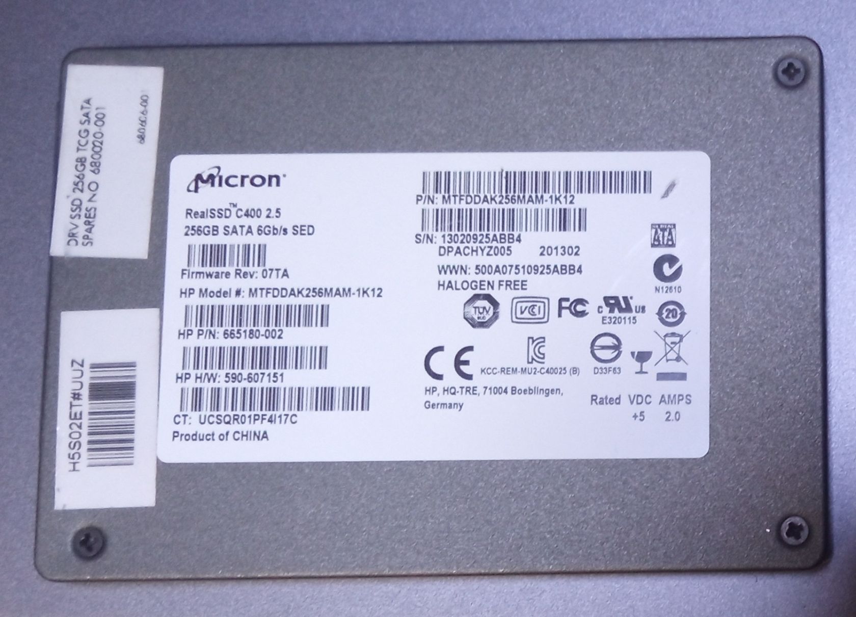 SSD накопичувач Micron C400  (RealSSD) 256GB 2.5" SATA III  (HP OEM) — Стан 99% - фото фото фото 0