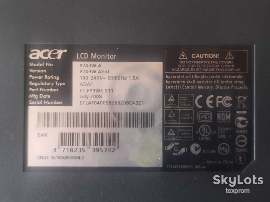 24" Acer P243W інвертор матриці - фото фото фото 4