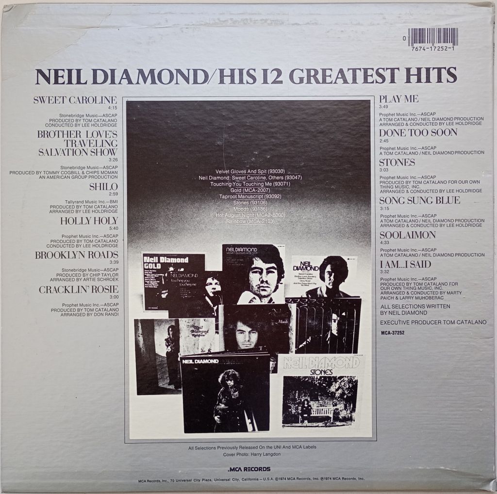 NEIL DIAMOND His 12 Greatest Hits LP EX-/VG++ - фото фото фото 1