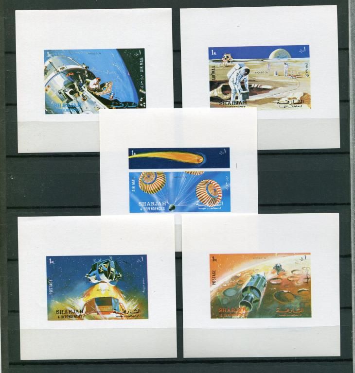 Шарджа Sharjah 1972 Space Apollo 16 Astronauts Parachutes Imperf DeLuxe MNH - фото фото фото 0