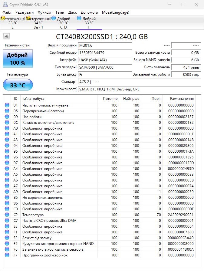 240Gb SATA 2.5" Crucial BX200 Новий стан - фото фото фото 2