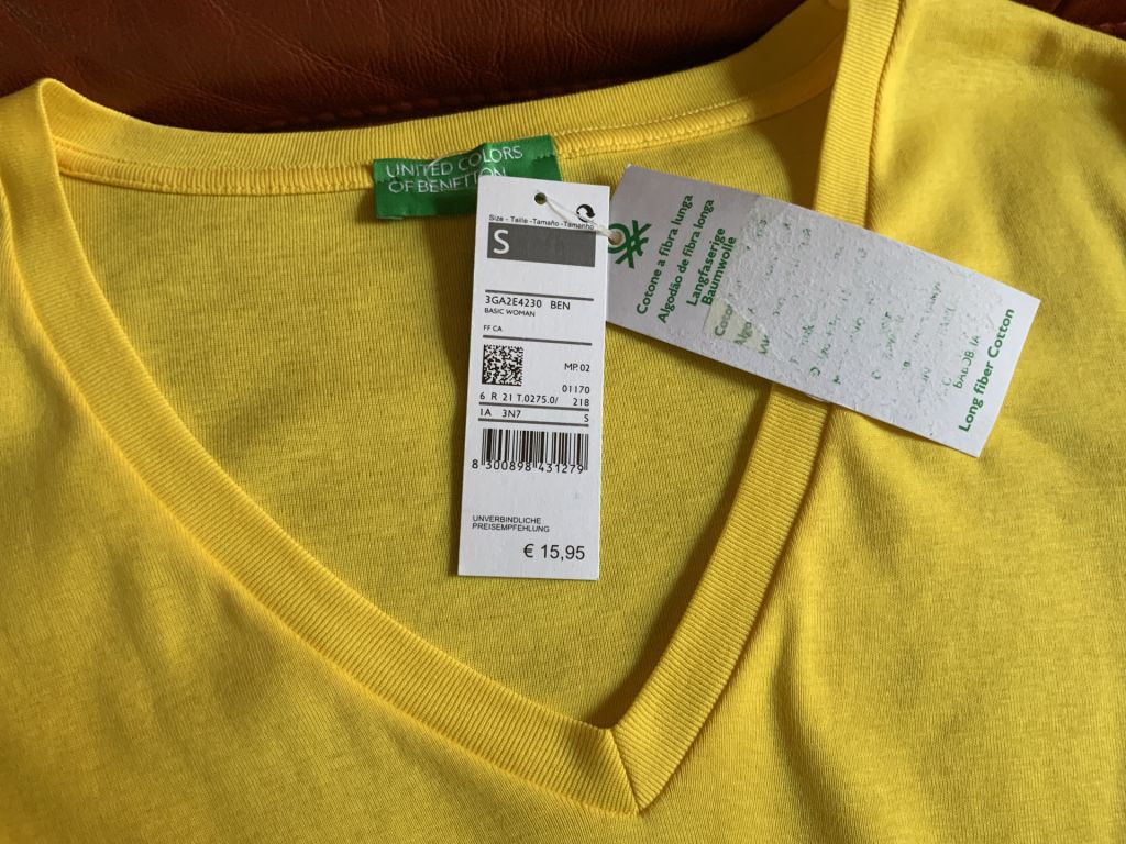 Футболка желтая Benetton, р.S - фото фото фото 2