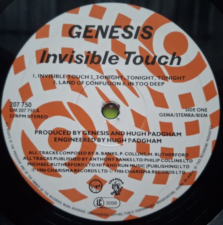 Genesis, Phil Collins - Invisible Touch - 1986.   (LP). 12. Vinyl. Пластинка. Germany. - фото фото фото 4