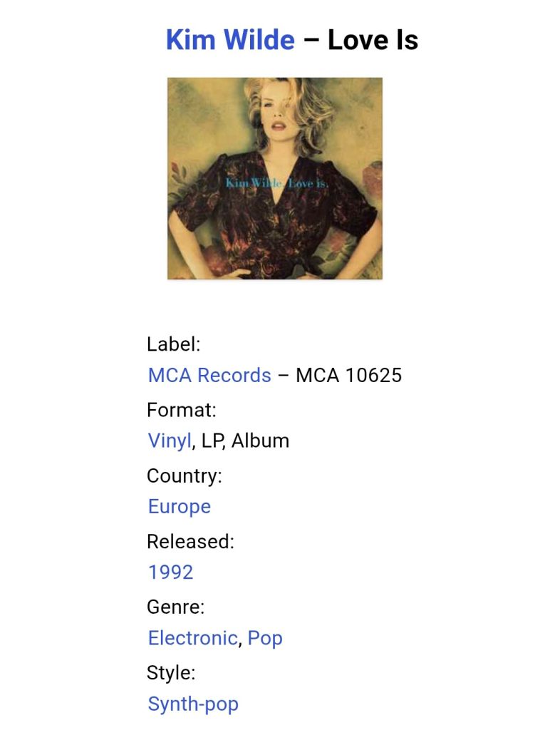 Kim Wilde - Love Is... - 1992.  (LP). 12. Vinyl. Пластинка. Germany. - фото фото фото 6