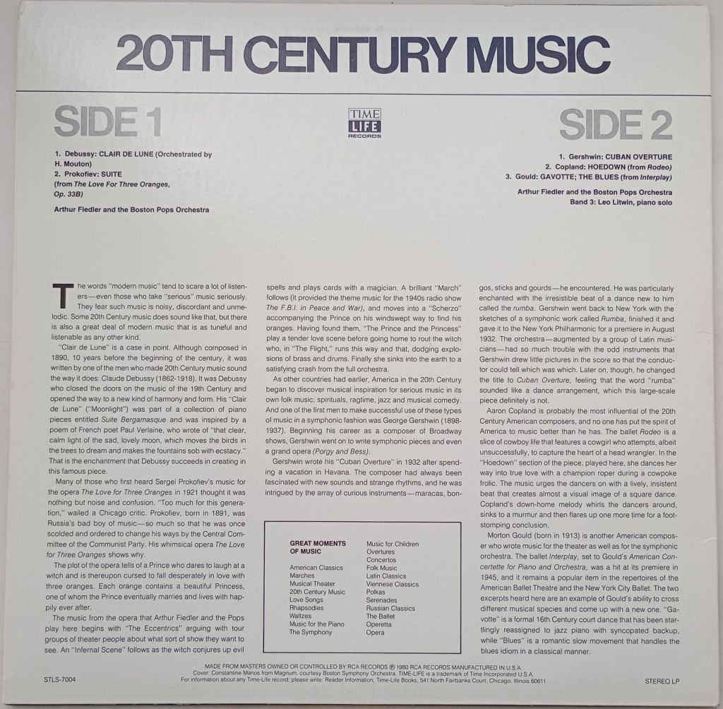 ARTHUR FIEDLER AND THE BOSTON POPS ORCHESTRA 20th Century Music LP EX+ - фото фото фото 1