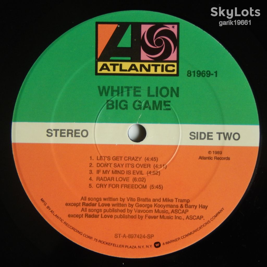 White Lion ‎– Big Game  (Atlantic ‎– 7 81969-1, US) insert EX+/NM- - фото фото фото 4