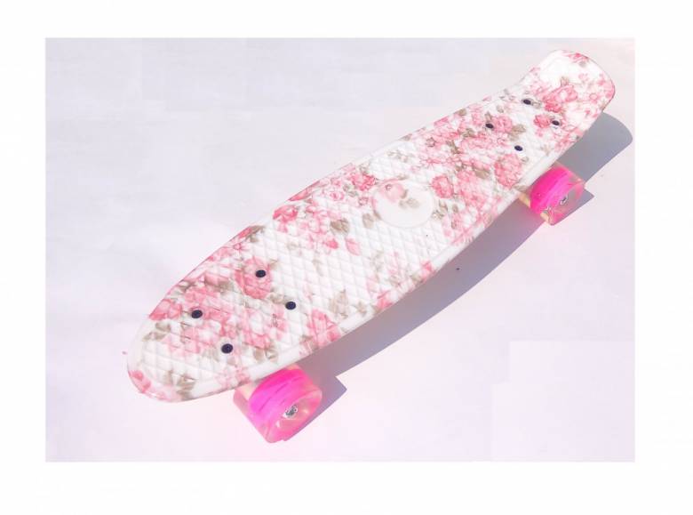 Penny board "Flowers". Светящиеся колеса (PR07L) - фото фото фото 0