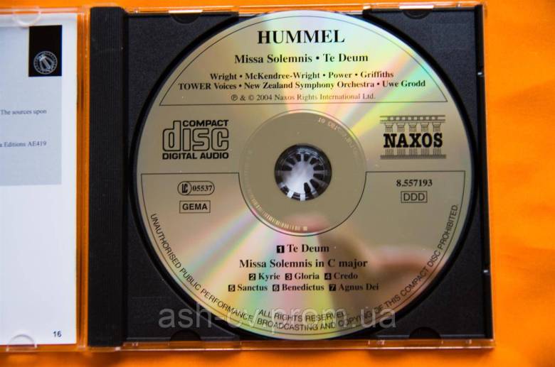 Музичний диск CD. HUMMEL - Missa Solemnis - фото фото фото 6