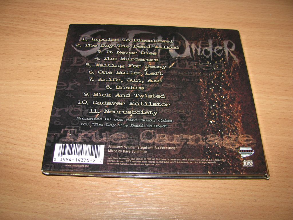 SIX FEET UNDER - True Carnage   (2001 Metal Blade DIGI,1st press,USA) - фото фото фото 1