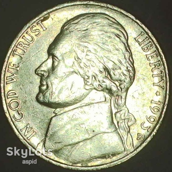 США 5 центів, 1993 D Джефферсон Нікель [3.78] - фото фото фото 0
