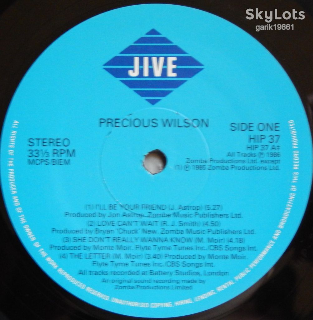Precious Wilson – Precious Wilson  (Jive – HIP 37, UK) NM-/NM- - фото фото фото 2